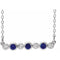 Collier en platine serti clos de saphirs bleus de laboratoire et de diamants naturels (0,08 carat au total), longueur 40-45 cm (16-18 pouces).