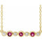 Collier en or jaune 14 carats serti clos de tourmaline rose naturelle et de diamants naturels (0,08 carat au total), 40-45 cm