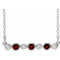 Collier en argent sterling serti clos d'un grenat naturel du Mozambique et de diamants naturels (0,08 carat au total), 40-45 cm