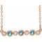 Collier en or rose 14 carats serti clos d'aigue-marine naturelle et de diamants naturels (0,08 carat au total), 40-45 cm