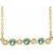 Collier en or jaune 14 carats serti clos d'aigue-marine naturelle et de diamants naturels (0,08 carat au total), 40-45 cm