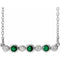 Collier en or 14 carats serti clos d'une émeraude naturelle blanche et de diamants naturels (0,08 carat au total), de 40 à 45 cm (16 à 18 pouces).