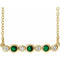 Collier en or 14 carats serti clos d'une émeraude naturelle jaune et de diamants naturels (0,08 carat au total), de 40 à 45 cm (16 à 18 pouces).