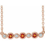 Collier en or rose 14 carats serti clos de citrine naturelle et de diamants naturels (0,08 carat au total), 40-45 cm