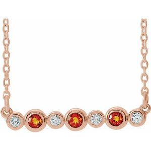 Collier en or rose 14 carats serti clos de citrine naturelle et de diamants naturels (0,08 carat au total), 40-45 cm