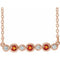 Collier en or rose 14 carats serti clos de citrine naturelle et de diamants naturels (0,08 carat au total), 40-45 cm