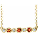Collier en or 14 carats serti clos d'une citrine naturelle jaune et de diamants naturels (0,08 carat au total), de 40 à 45 cm (16 à 18 pouces).