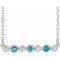 Collier en argent sterling serti clos de zircon bleu naturel et de diamants naturels (0,08 carat au total), 40-45 cm