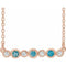 Collier en or rose 14 carats serti clos de zircon bleu naturel et de diamants naturels (0,08 carat au total), 40-45 cm (16-18 pouces).