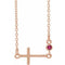 Collier croix latérale en or rose 14 carats et rubis naturel, 40-45 cm