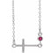 Collier en argent sterling avec rubis de laboratoire et croix latérale de 40 à 45 cm