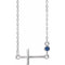Collier croix latérale en or blanc 14 carats et saphir bleu de laboratoire, 40-45 cm