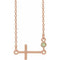 Collier croix latérale en or rose 14 carats et péridot naturel, 40-45 cm
