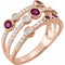 Bague rubis rose 14 carats et diamant 3/8 CTW