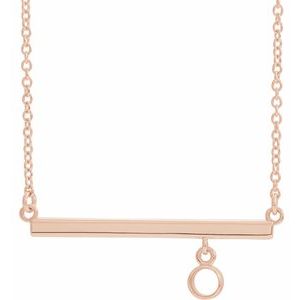 Collier avec pendentif rond en or rose 14 carats de 3 mm serti clos, barre de 16 pouces