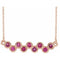 Collier en or rose 14 carats serti clos de tourmaline rose naturelle, 40-45 cm