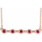 Collier en or rose 14 carats serti clos de rubis naturel, 45,7 cm (18 pouces).