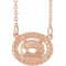 Monture de collier ovale style halo 9x7 mm en or rose 14 carats, 41,9 cm (16 1/2