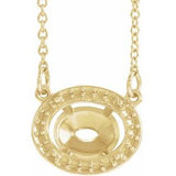 Monture de collier ovale style halo 9x7 mm en or jaune 14 carats, 41,9 cm (16 1/2")