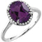 Bague en or blanc 14 carats avec améthyste naturelle de 10 x 8 mm et diamants naturels (0,06 carat au total).