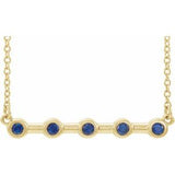 Collier avec pendentif barrette de 45,7 cm (18 pouces) serti clos d'un saphir bleu naturel jaune 14 carats