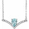 Collier en platine, aigue-marine naturelle et diamants naturels (0,06 carat au total), 45,7 cm (18 pouces).