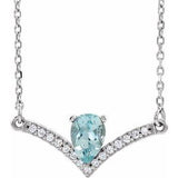 Collier de 45,7 cm (18 pouces) en or 14 carats, orné d'une aigue-marine blanche naturelle et de diamants naturels (0,06 carat au total).