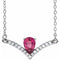 Collier de 45,7 cm (18 pouces) en or blanc 14 carats, tourmaline rose naturelle et diamants naturels (0,06 carat au total).