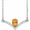 Collier en platine, citrine naturelle et diamants naturels (0,06 carat au total), 45,7 cm (18 pouces).