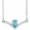 Collier en argent sterling, zircon bleu naturel et diamants naturels (0,06 carat au total), 45,7 cm (18 pouces).