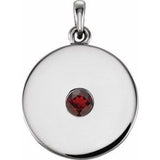 Pendentif disque en argent sterling et grenat naturel du Mozambique
