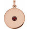 Pendentif disque de grenat du Mozambique naturel rose 14K