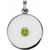 Pendentif disque péridot naturel platine