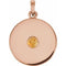 Pendentif disque en citrine naturelle rose 14 carats