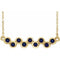 Collier avec saphir bleu cultivé en laboratoire et monture sertie clos, or jaune 14 carats, 40-45 cm
