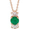 Collier en or 14 carats avec émeraude de laboratoire rose et diamants naturels (0,25 carat au total), longueur 40-45 cm (16-18 pouces).