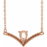 Monture de collier en V de 16 pouces avec accent rose 14 carats