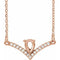 Collier semi-serti en or rose 14 carats, diamants naturels en forme de poire 6x4 mm (0,06 carat au total), taille poire, 45,7 cm (18 pouces).