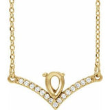 Collier semi-serti en or jaune 14 carats, diamants naturels en forme de poire de 6 x 4 mm (0,06 carat au total), taille V, 40,6 cm (16 pouces).