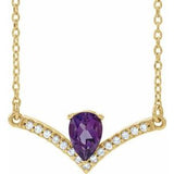 Collier de 45,7 cm (18 pouces) en or 14 carats, orné d'améthystes naturelles jaunes et de diamants naturels (0,06 carat au total).