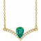 Collier de 45,7 cm (18 pouces) en or 14 carats, orné d'une émeraude naturelle jaune et de diamants naturels (0,06 carat au total).