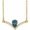 Collier de 45,7 cm (18 pouces) en or 14 carats, orné d'alexandrite de laboratoire jaune et de diamants naturels (0,06 carat au total).