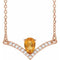 Collier de 45,7 cm (18 pouces) en or rose 14 carats avec citrine naturelle et diamants naturels (0,06 carat au total).