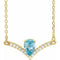 Collier de 45,7 cm (18 pouces) en or jaune 14 carats, zircon bleu naturel et diamants naturels (0,06 carat au total).