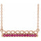 Collier barrette 16 pouces en or rose 14 carats avec rubis naturel et motif infini