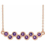 Collier en or 14 carats serti clos d'améthyste naturelle rose, 40-45 cm