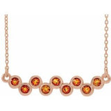 Collier en or rose 14 carats serti clos de citrine naturelle et barrette de 40 à 45 cm (16 à 18 pouces)