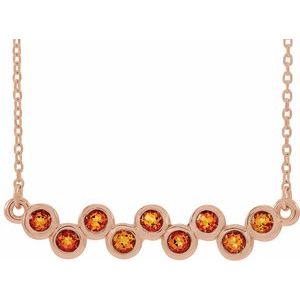Collier en or rose 14 carats serti clos de citrine naturelle et barrette de 40 à 45 cm (16 à 18 pouces)