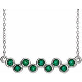 Collier en argent sterling serti clos d'une émeraude de laboratoire, 40-45 cm