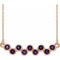 Collier avec barrette sertie d'alexandrite rose 14 carats cultivée en laboratoire, 40-45 cm